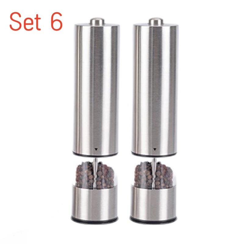 Electric Salt Grinder Set with Steel Shelf,Stainless Steel Pepper Mill with LED Light,Adjustable Coarseness Pepper Grinder Tools