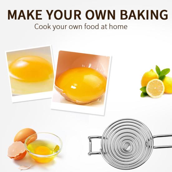 Egg White Separator Spiral Shape with Long Handle 304 Stainless Steel Food Grade Egg Yolk Filter for Kitchen