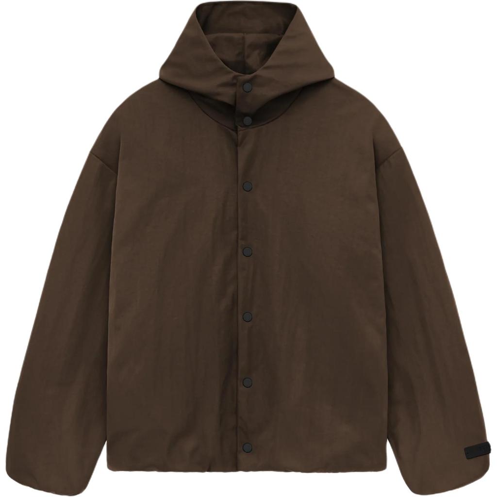 Fear of God Essentials Dokulu Naylon Kapüşonlu Koç Ceketi Kahverengi Erkek Dış Giyim 202HO246375F