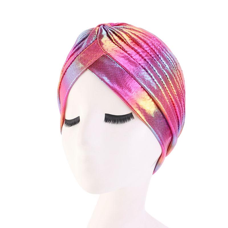 New Colorful Women Muslim Hijab Inner Hijab Caps Laser Silky  Cross Turban Headband Headwrap Women Muslim Hijab Scarf Headscarf