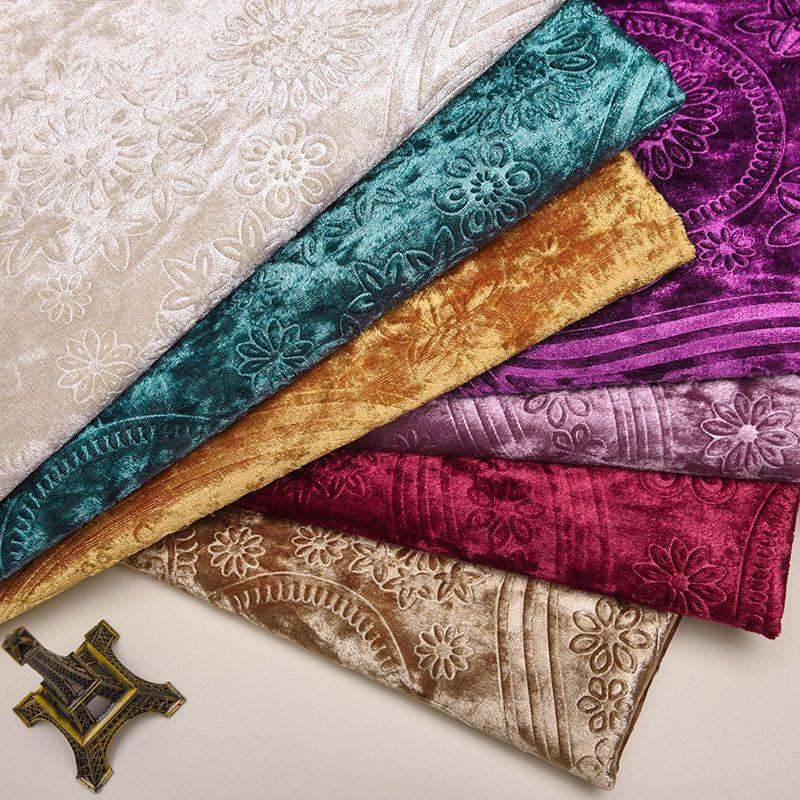 3D Embossed Velvet Fabric for Sofa Covers, Cushion Covers, Clothing, Duvet Covers, Bedspreads, DIY High-end Velvet Fabric colore blu pavone