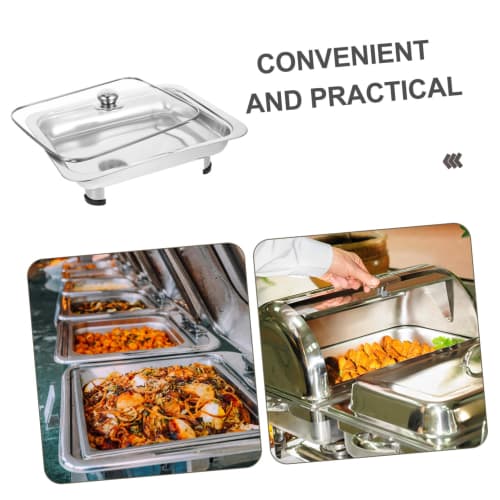 ABOOFAN Chafing Dish Buffet Set, Stainless Steel Chafer Buffet Server Food Tray Rectangular Food Pan with Lid for Weddings, Catering, and Events