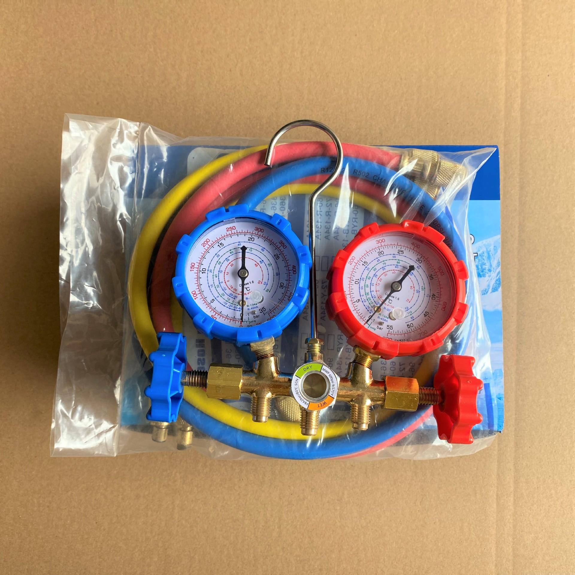 

Комплект для ремонта заправки кондиционера с двойным движением для хладагента R12R22R134aR502 Манометр давления заправки с двойным движением