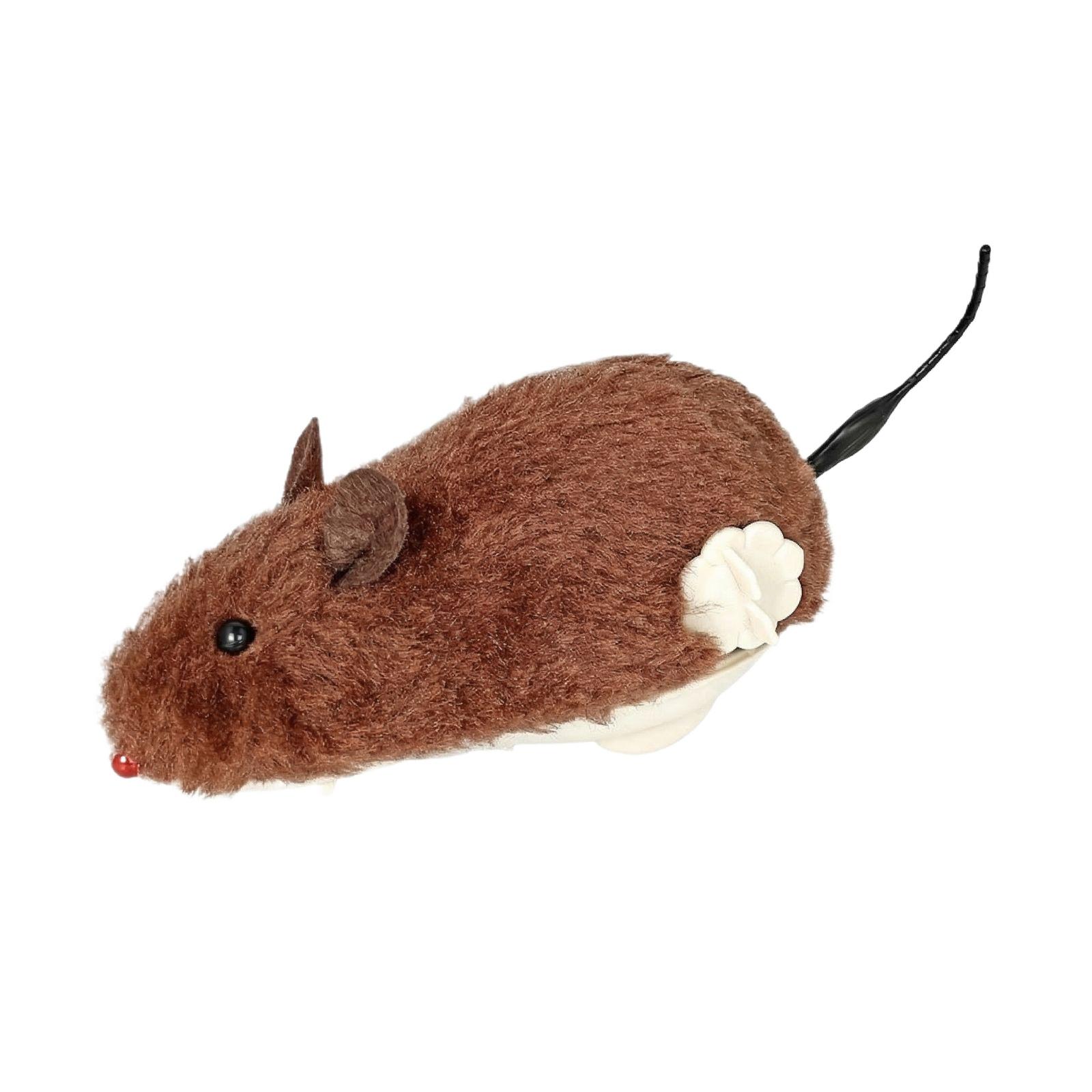 

Wind Up Plush Mouse Toy for Cats and Dogs Mechanical Winding Jumping Tail Moving Interactive Pet Toy one size коричневий
