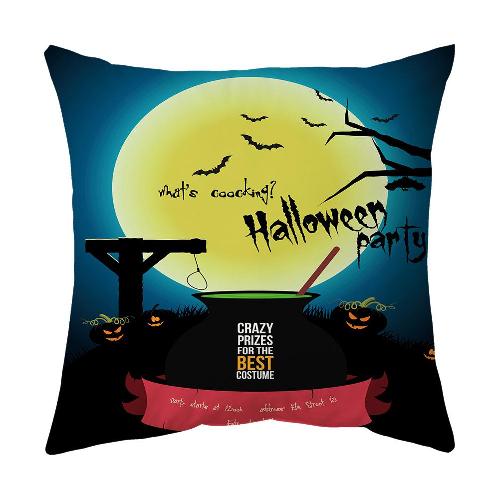 Halloween Cartoon Backrest Sofa Pillow Case Pillow Case Decoration Peach Skin Pillow Cushion Nordic Living Room