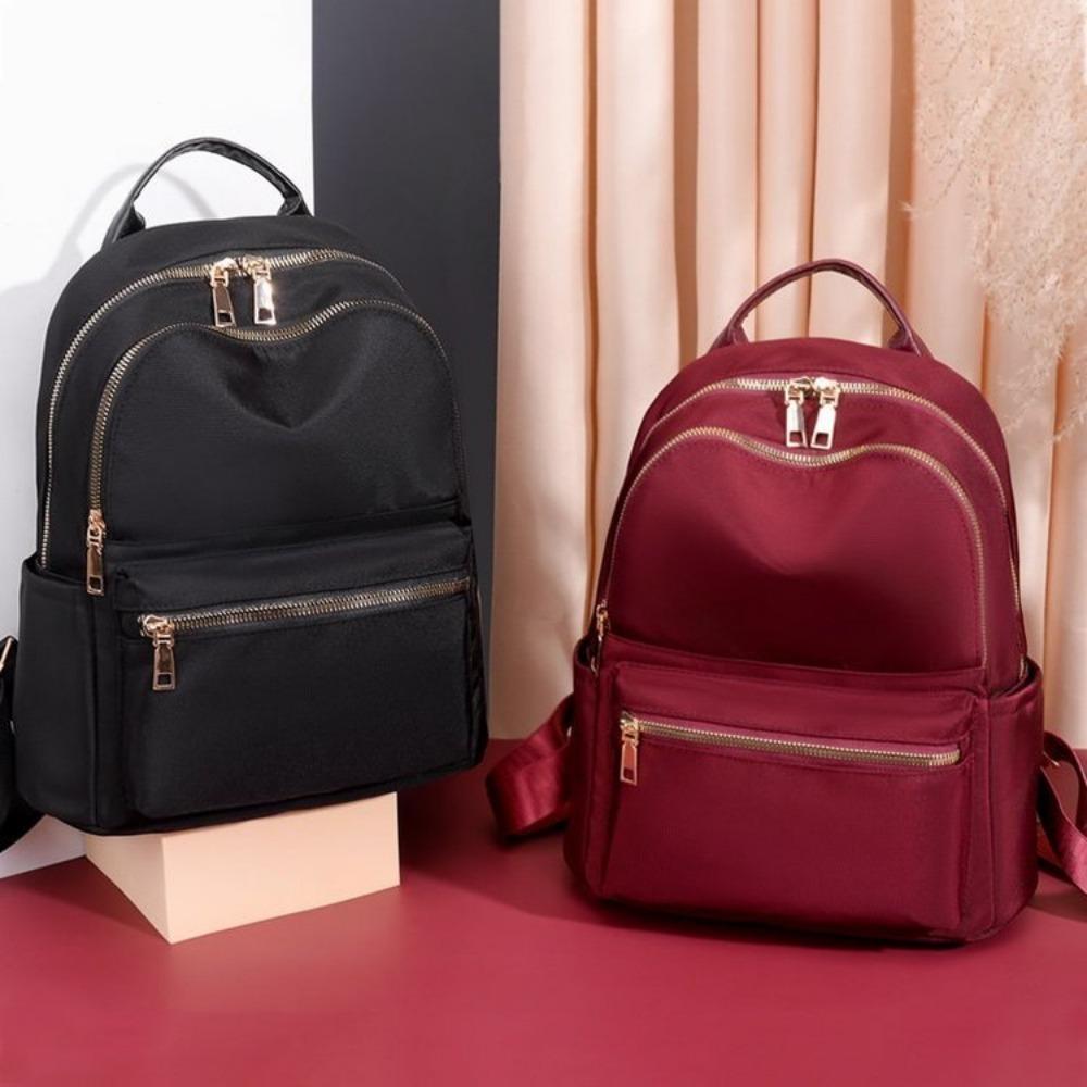 Vento Marea Black Women Backpack 2019 Nylon Travel Shoulder Bag Soft School Bag For Teenage Girls Solid Color Red Bag Pack Purse