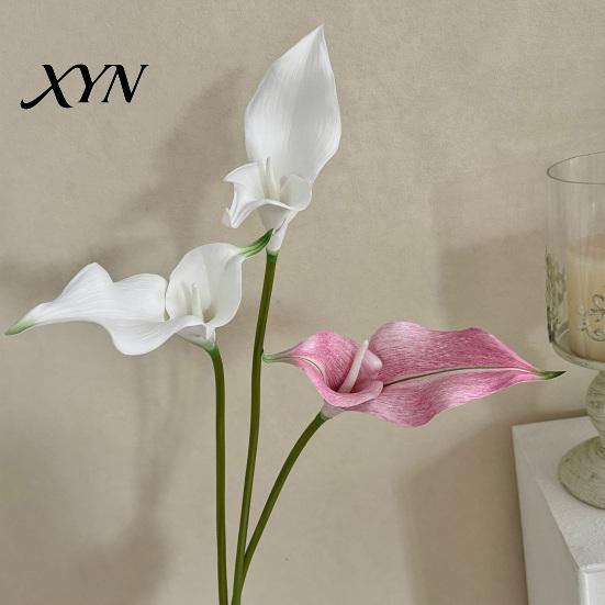 EVA Material Flowers Artificial Calla Lily Flowers, Flexible Branches Realistic Faux Flower, Soft Touch Fake Lilies for Home Wedding Decor Single Stem