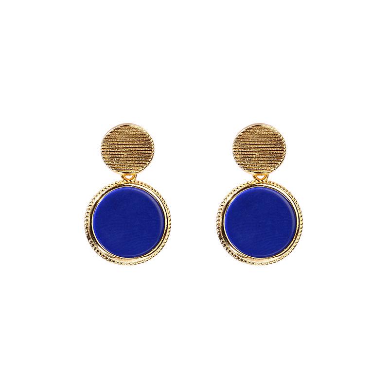 Boucles d'oreilles recommandées en imitation lapis-lazuli avec aiguille en argent 925 et design rétro cour plaqué or