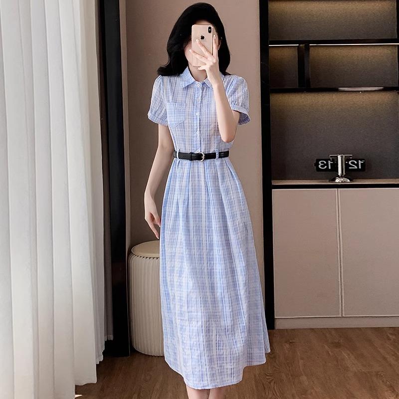 (original Practice + Belt) French Temperament Shirt Long Skirt New Women's Summer High Sense This Year