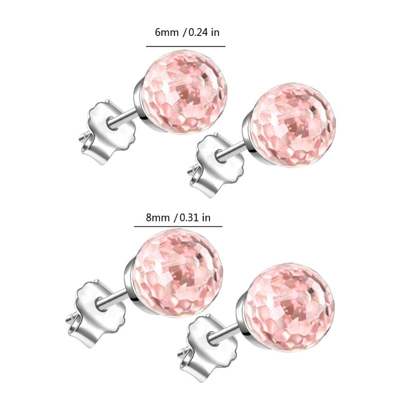 Exquisite Colorful Crystal Balls Earrings Fashionable Ear Studs for Women Girls Handmade Cubic Zirconia Ear Accessories