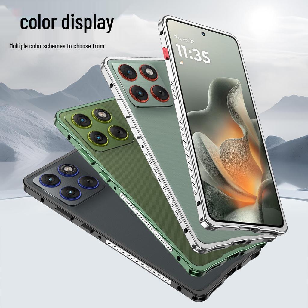 Motorola X70 Air Pro Cooling Metal Frame Edge 60s Seahorse Buckle Case, Cross-Border Compatible