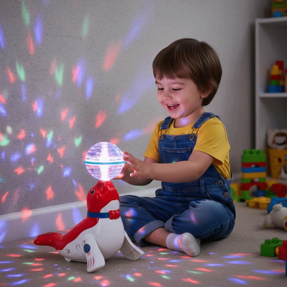 Ball Spinning Electric Sea Lion Toy Light Cute Design Rotating Toy  Educational Toy