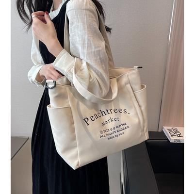 Japanese Versatile Canvas Bag Shoulder Bag Large Tote Bag Female Class Commuter Student Messenger Bag Large Capacity Shopping Bag