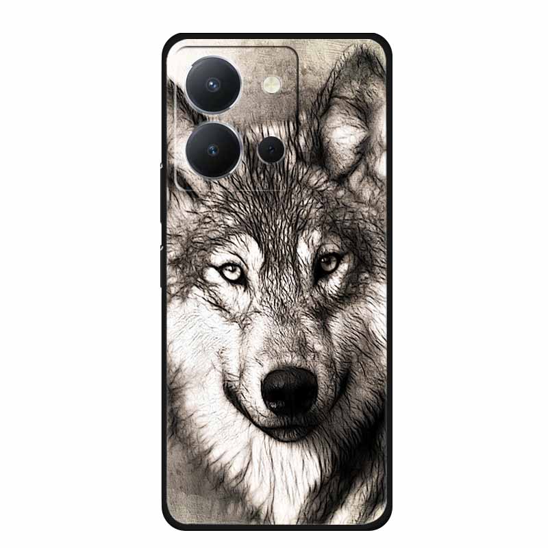 For Vivo Y36 4G Case Animals TPU Soft Cover Silicone Phone Cases For VivoY36 4G Russian Version Shockproof Protector Wolf Coque