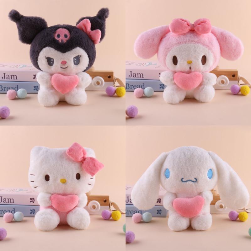 22cm Sanrio Hello Kitty Kuromi Pillow KT Plush Toy Girls Soft Stuffed Animal Toys Love My Melody Cinnamoroll Stuff Doll Gifts