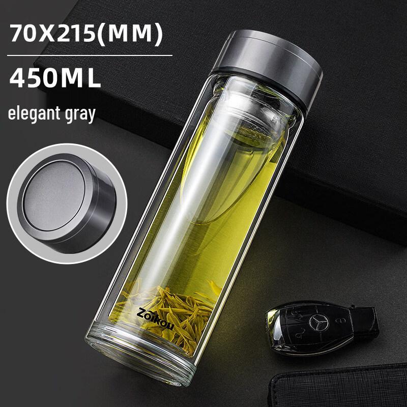 ZISIZ Double-Wall Glass Tea Cup with Crystal Infuser