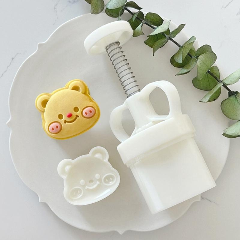 Cookie Stamp 3D Cartoon Bear Pattern Moon Cake Molds Hand Pressure Moon Cake Maker Baking Tool for MidAutumn Festival