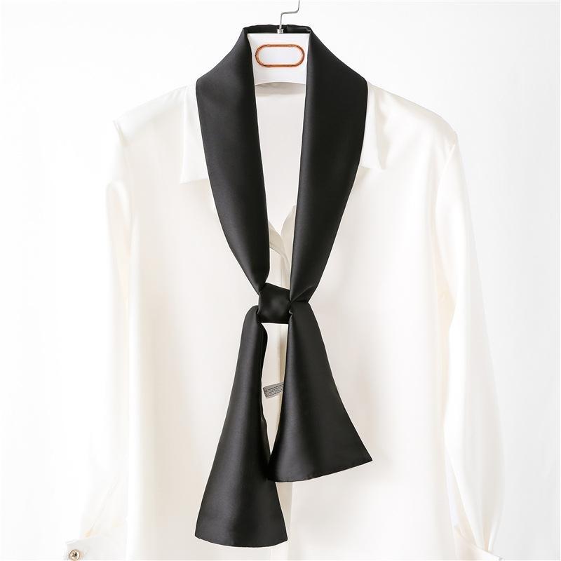 Hijab Real Long Silk Women Print Elegant Neck Scarves Hair Head Ribbon Tie Bag Handle Decoration Foulard Collar Kerchief