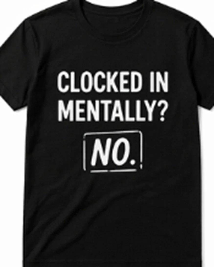 Clocked in Mentally? No! Funny T shirt Tee XXXXL