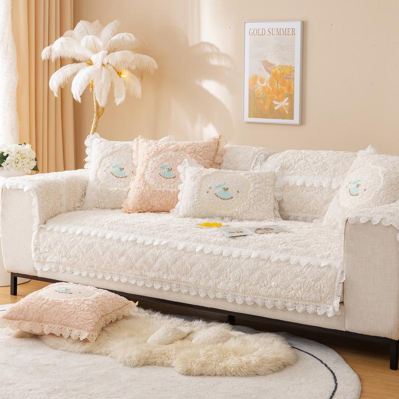 Rose Fleece Sofa Cushion Plush Winter New Thickened  Non-Slip Seat Cushion Four Seasons Universal Leather Sofa Special