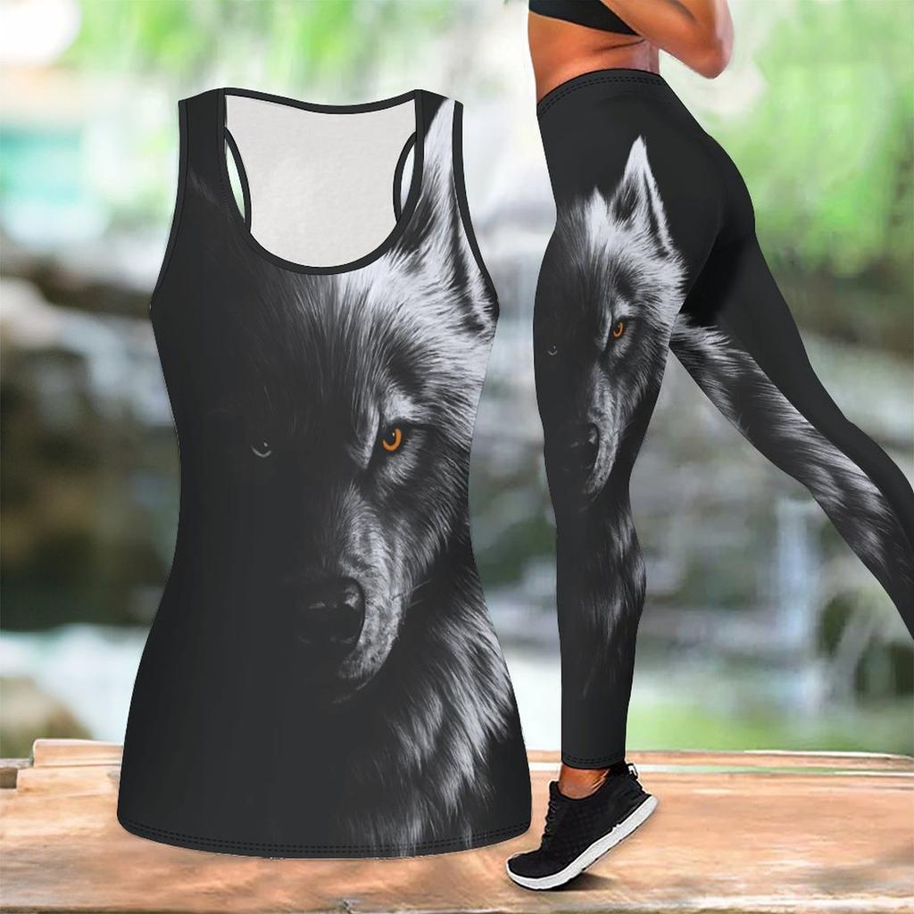 Animal Pattern Print Yoga Outfit for Women Fashion Workout Leggings Fitness Sports Casual Yoga Set Sports Suit