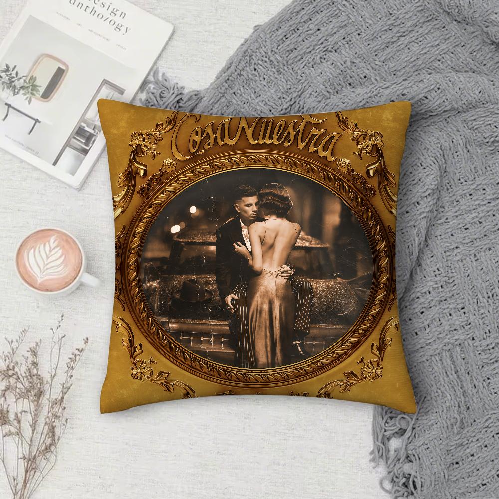 Rauw Alejandro Playa Saturno Singer Pillow Case Square DoubleSided Printing Sofa Cushion Cover Pillowcase Bedroom Bedside