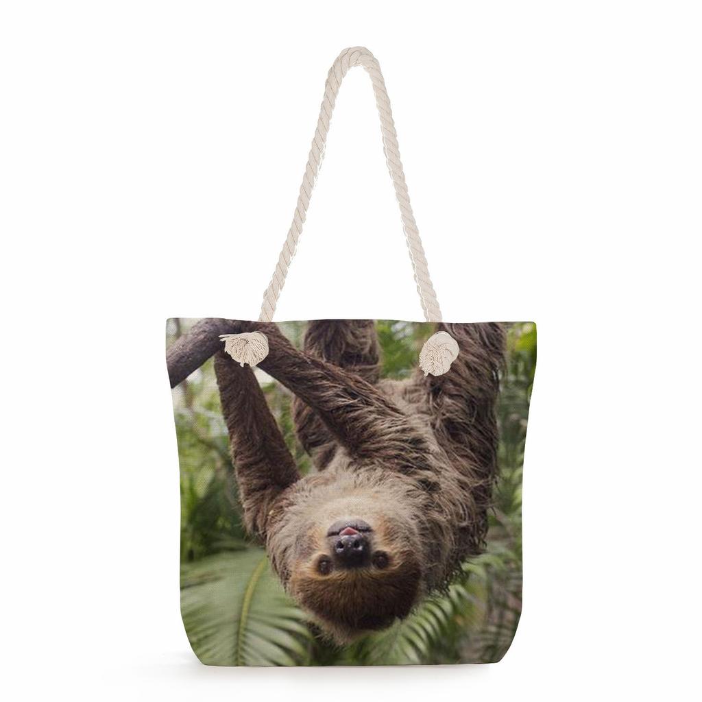 Multifunctional sloth Printed Thick Rope Shoulder Beach Bag Casual large capacity handbag 0121