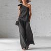 2-teilige Outfits für Damen Sommer One-Shoulder Ärmelloses Oberteil und Weitbeinige Hose Passendes Lounge-Set mit Taschen
