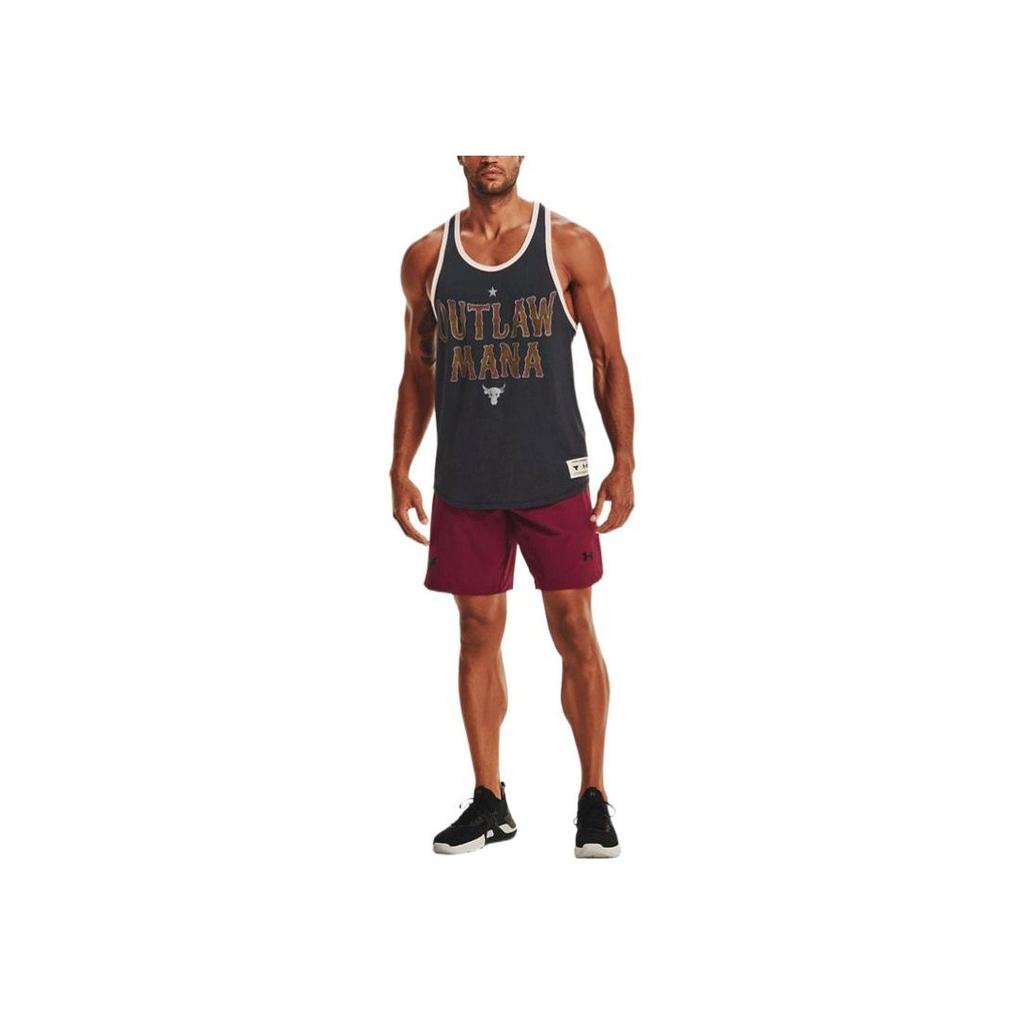 Under Armour Project Letter Print Logo Basketball Loose Breathable Training Vest Men Tops Military-Green 1367120-010