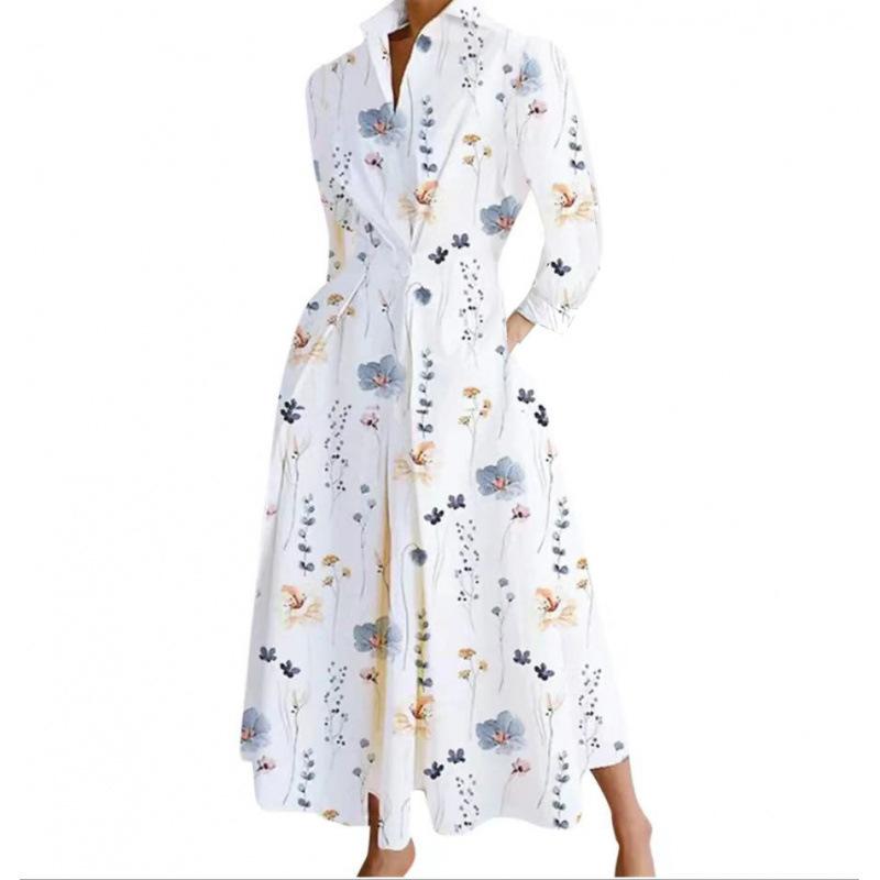 

Long Sleeve V-Neck Printed Dress Women S Clothing XXL