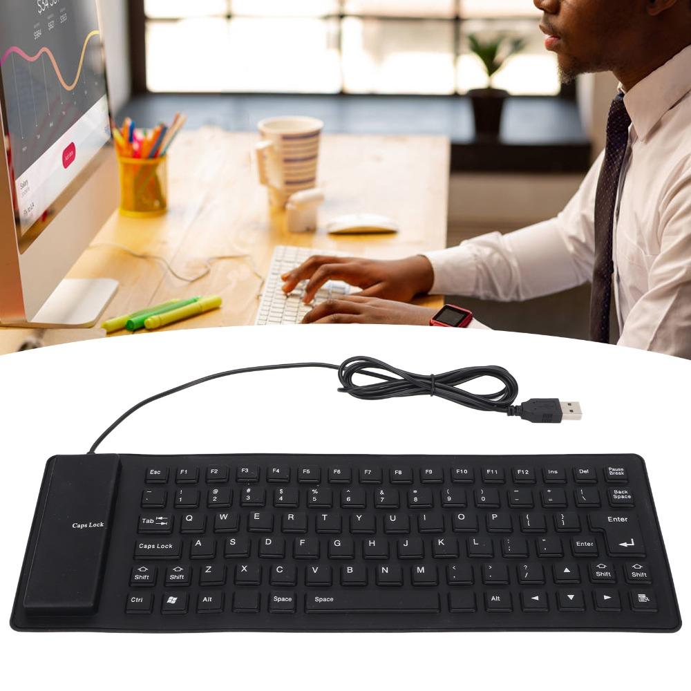 85 Keys USB Wired Keyboard Silent Keys Foldable Keyboard Portable Silicone Keyboard  Home