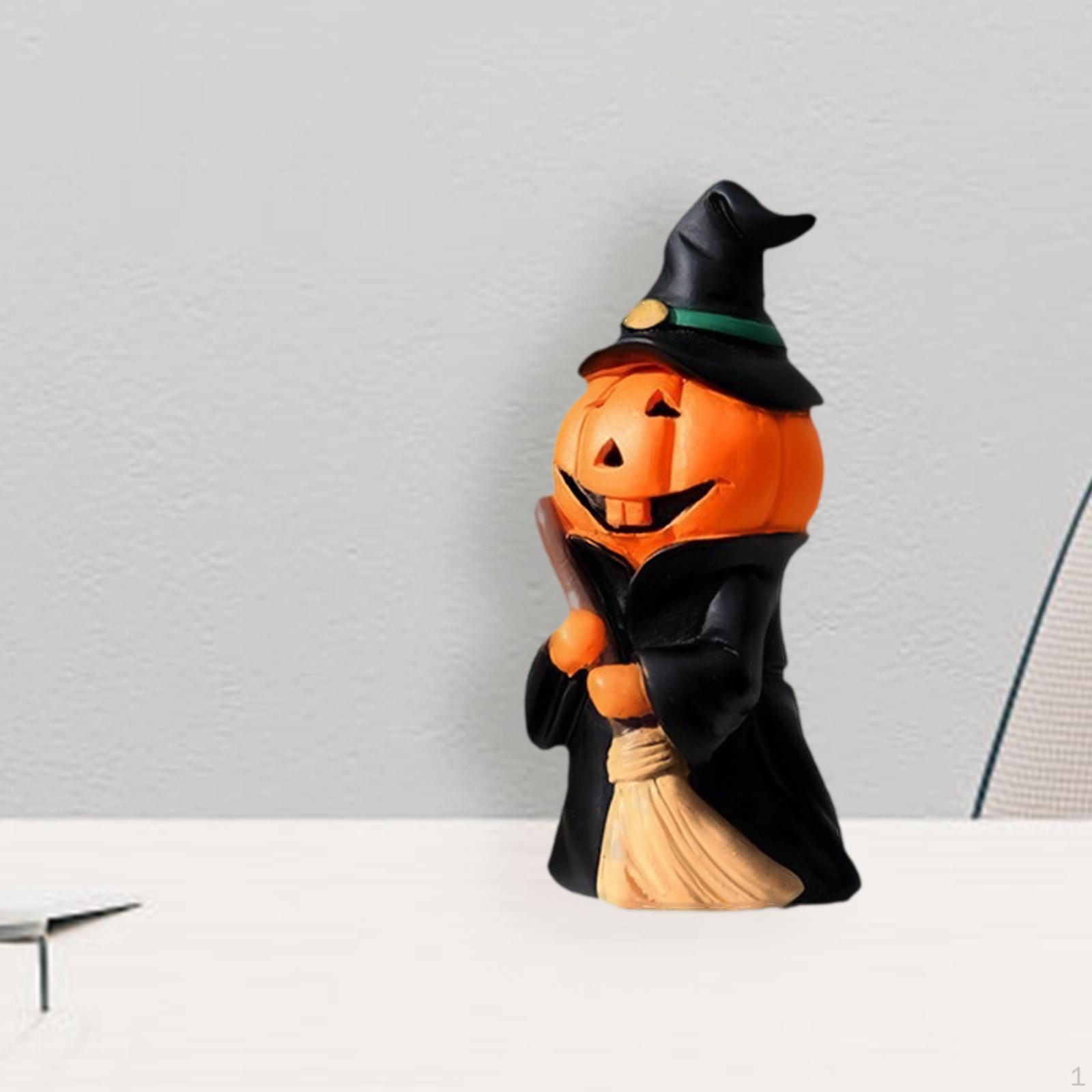 

Миниатюрная фигурка тыквы на Хэллоуин, декоративное украшение в виде привидения для рабочего стола Pumpkin Man Broom