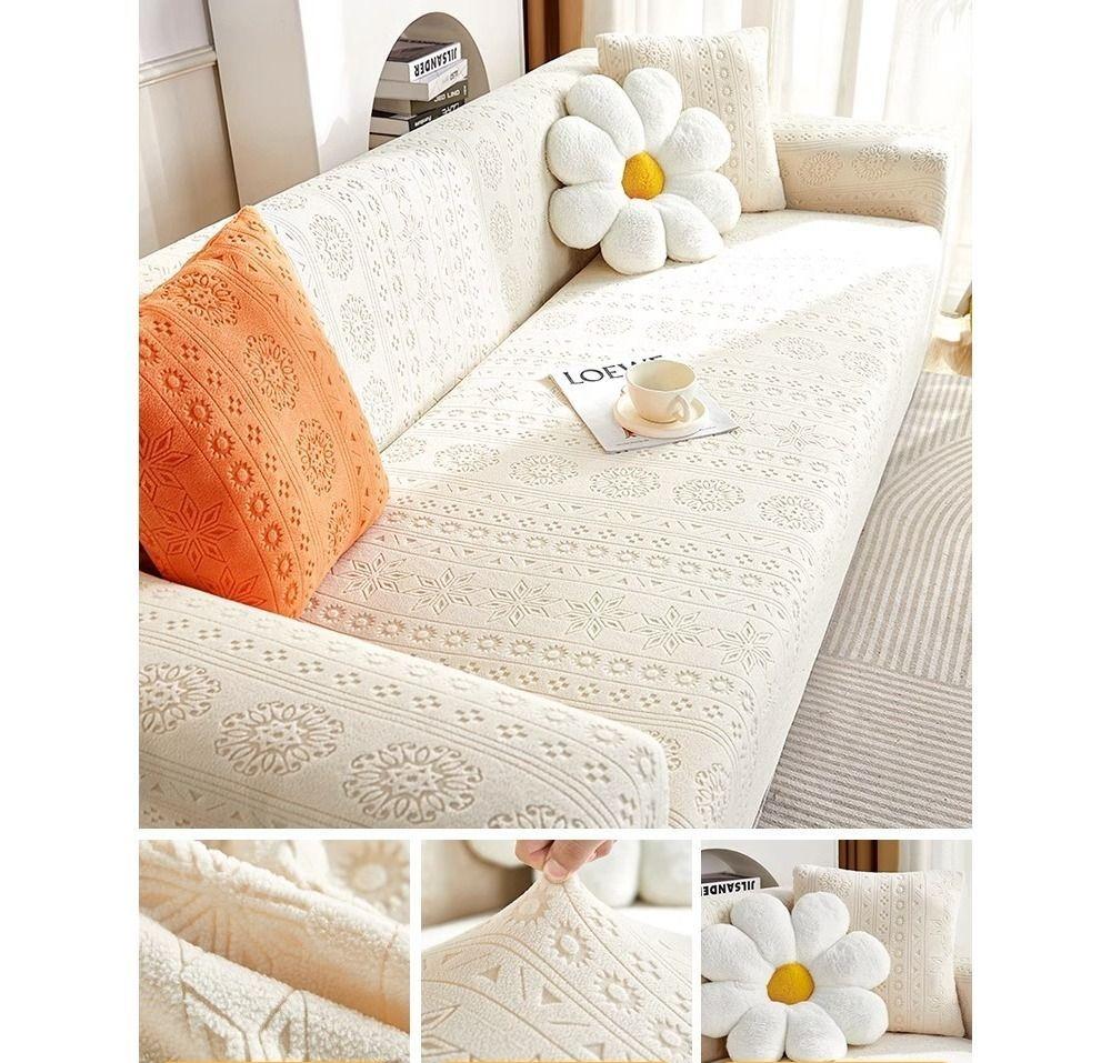 1/2/3/4/5seat Bohemian Jacquard Plush Sofa Cover Universal Sofa Cushion For All Seasons Thick and Soft Anti-cat Scratches