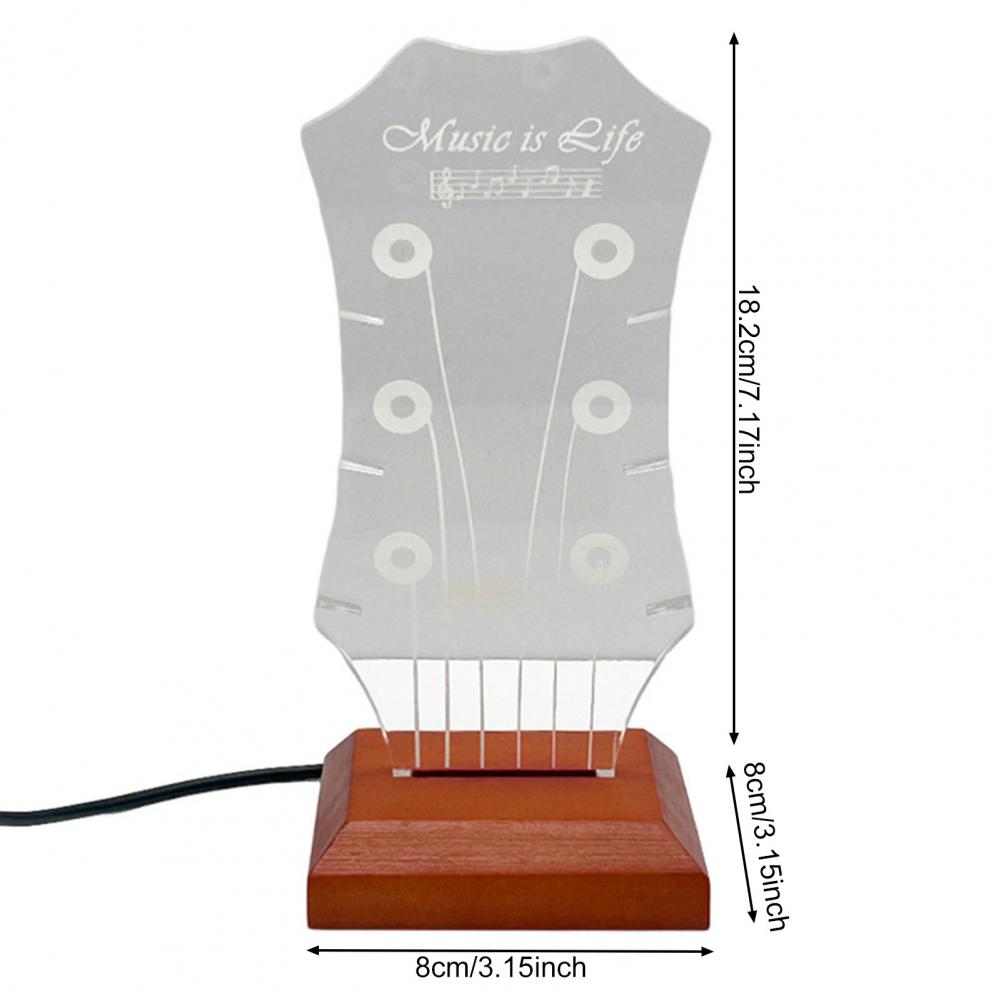 Light-up Guitar Pick Holder Clear Acrylic Guitar Pick Holder With Wooden Base Electric Guitar Headstock Shape Pick Holder