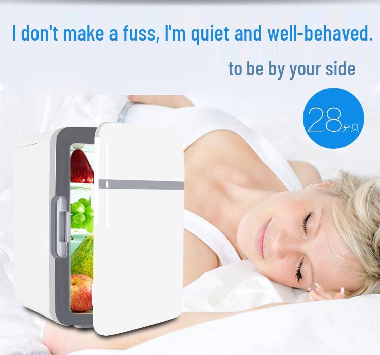 Minifrigider 10L cu dublă utilizare: Gri/Alb - Ideal pentru Acasă, Mașină, Fructe, Cosmetice, Medicamente - Control Temperatură Cald/Rece