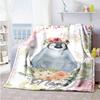 Flowers Penguins Personalized Text Blanket Cozy Customizable Blanket Soft Warm Cozy Throw For Office Livingroom Bed Chair for All Occasions