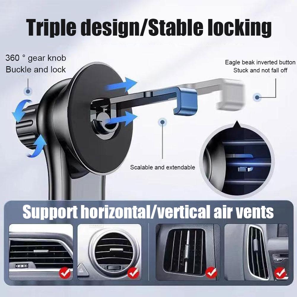 CAR Air Vent Car Phone Holder Gravity Lock Phone Mount 360-Degree Flexible Adjustment Universal Auto Phone Stand For 4-7 Inches