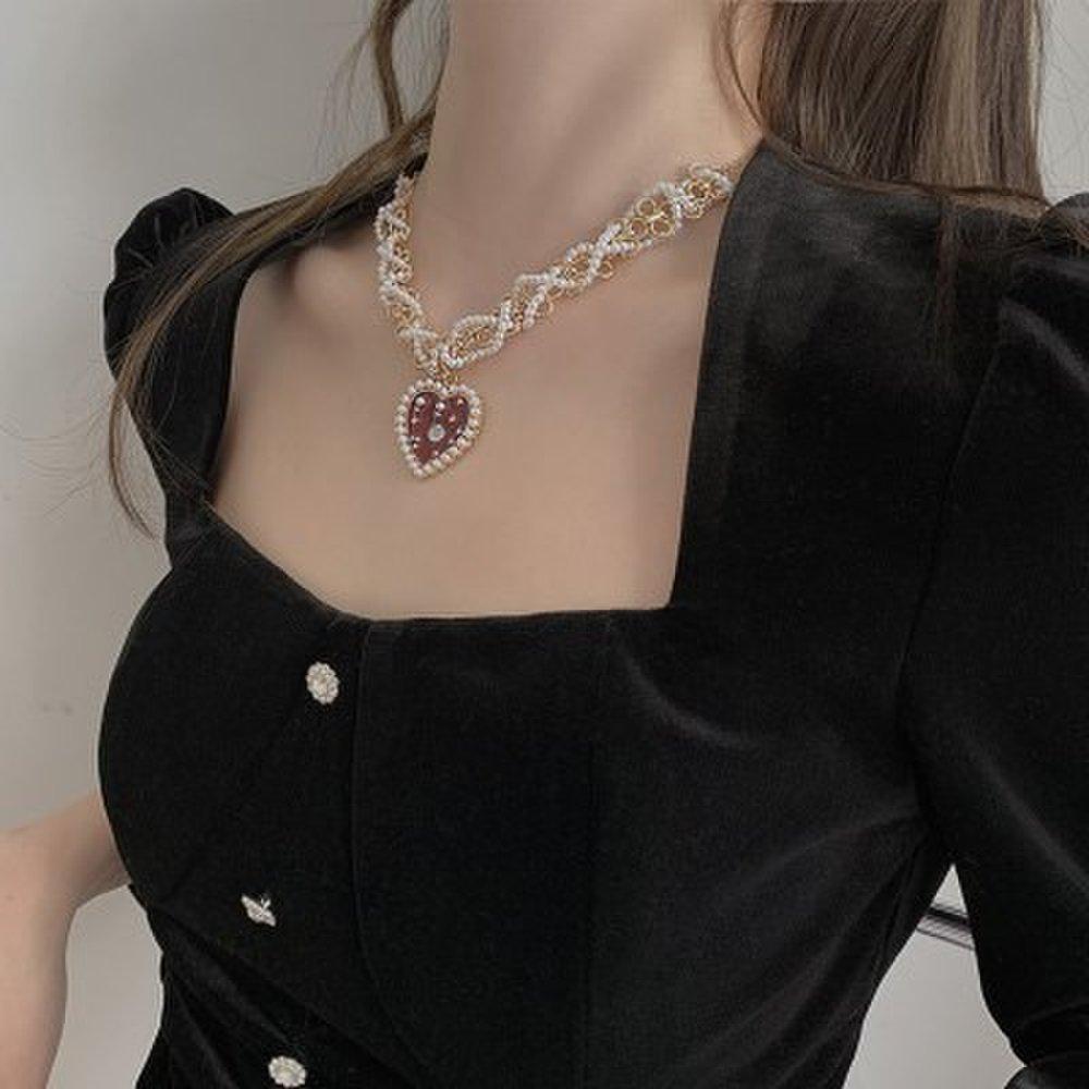 Zc264 Sharala Princess Big Heart Choker Point Necklace
