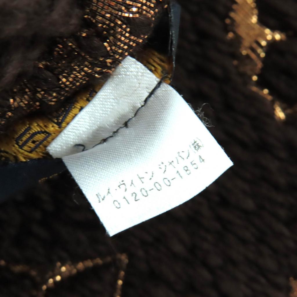 Great LOUIS VUITTON Scarf Escalp Logo Mania Shine Brown wool Women M71383 Used