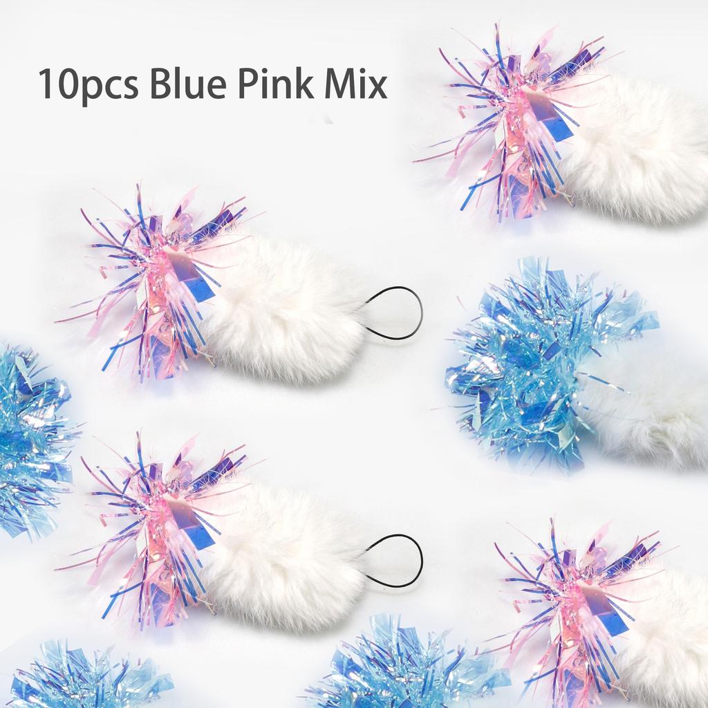 Plush Ball Cat Toy Tassel Rabbit Fur Cat Teaser Stick Changing Heads Pet Toys For Kitten