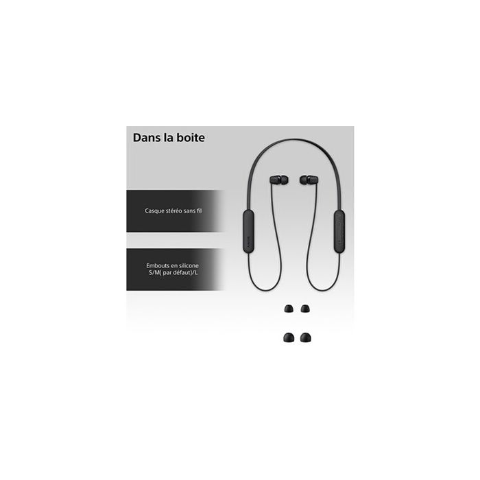 Ecouteurs Bluetooth Étanches Intra-auriculaires Noirs - 25h D'autonomie - SONY WI-C100-Accessoire-HIGH-TECH