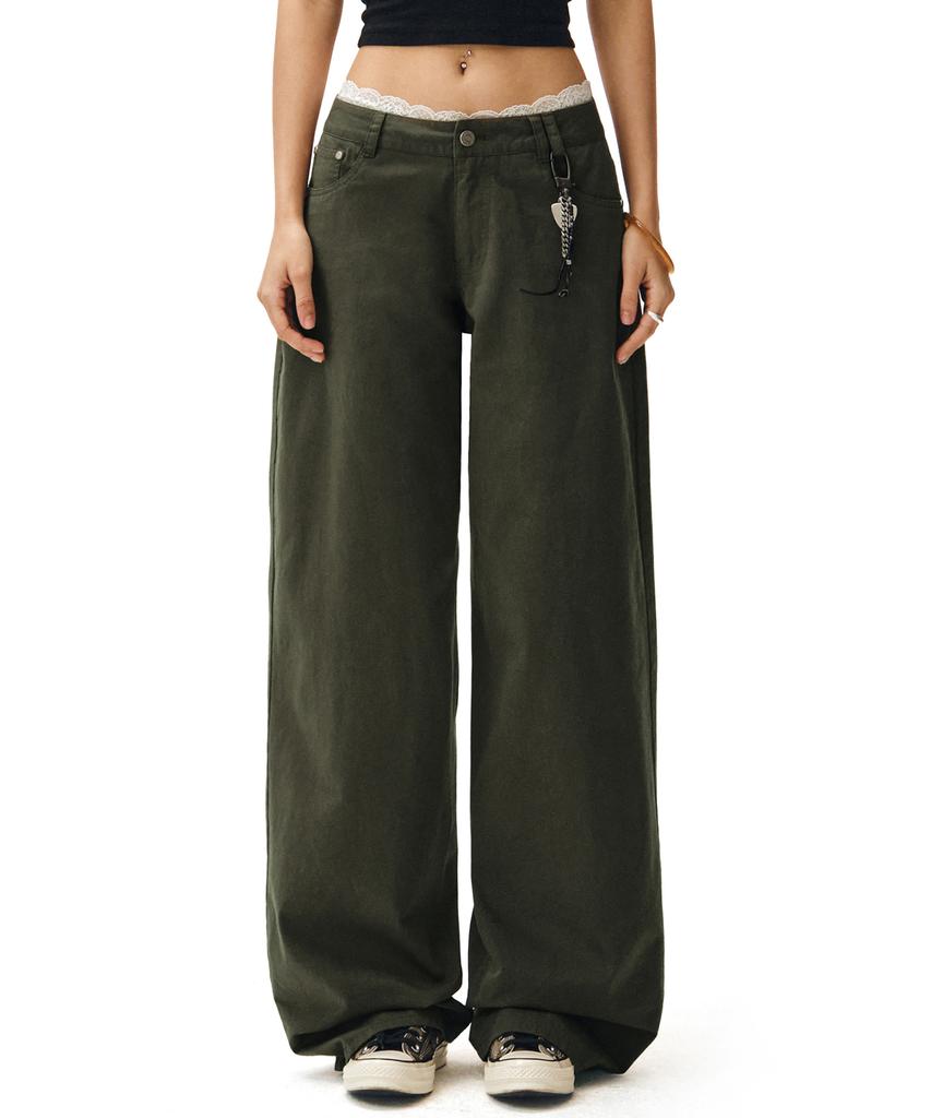 Deketeuumeon Signature Low Rise Wide Jeans Dcwpt004Khaki