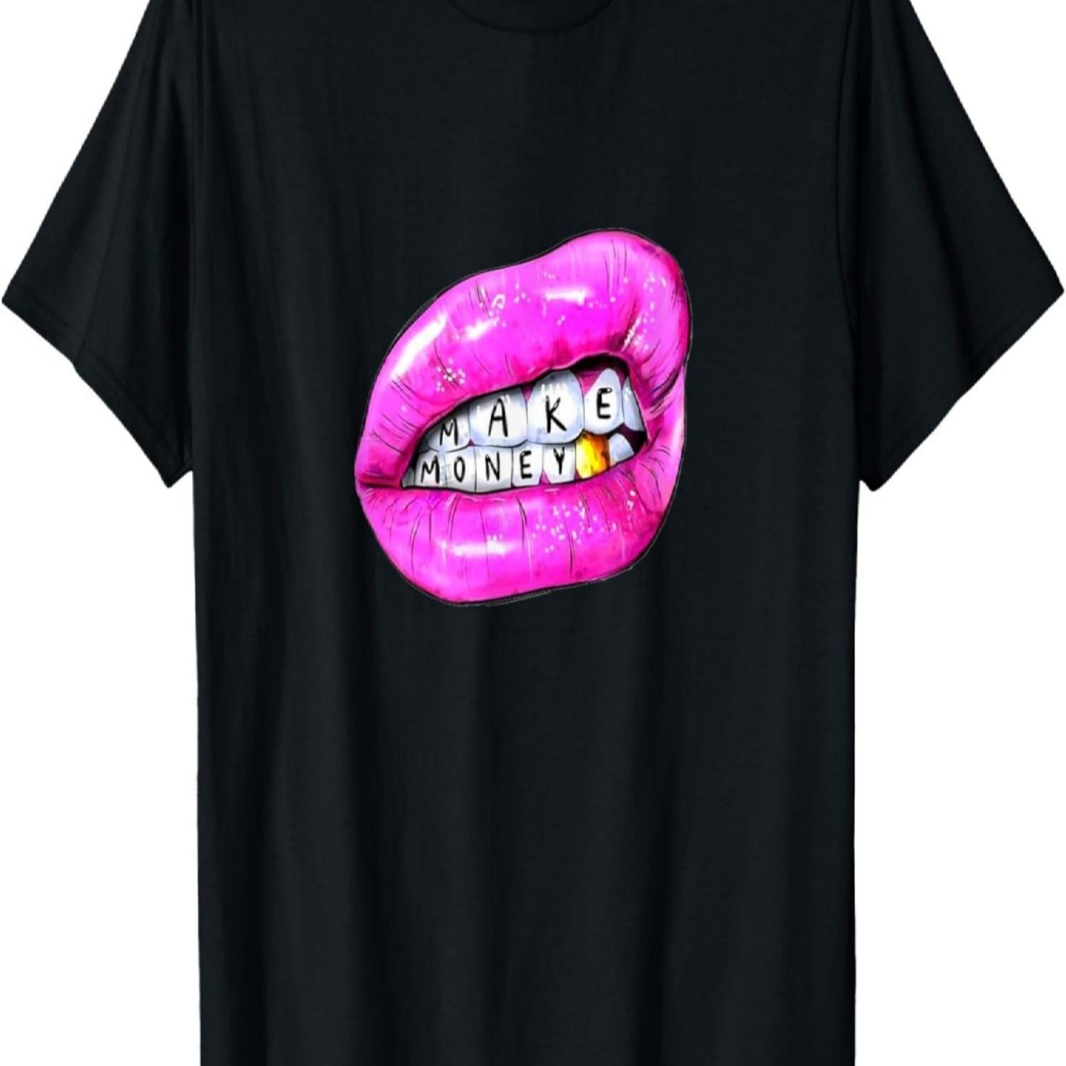 Pink Lips T-Shirt Smile with Gold Tooth Hoodie Make Money T-Shirt S