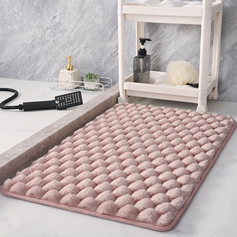 Large Flannel Anti-Slip Bathroom Mat - Absorbent Floor Mat for Shower Room or Toilet Door