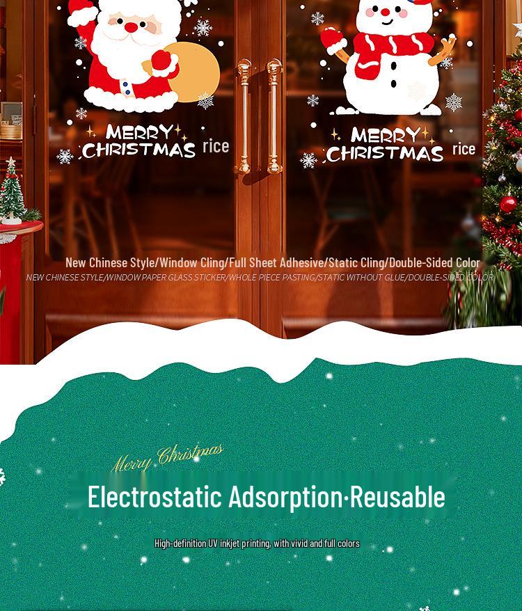 Christmas Wall Decals: Santa, Snowman & Balloons for Glass Doors & Windows