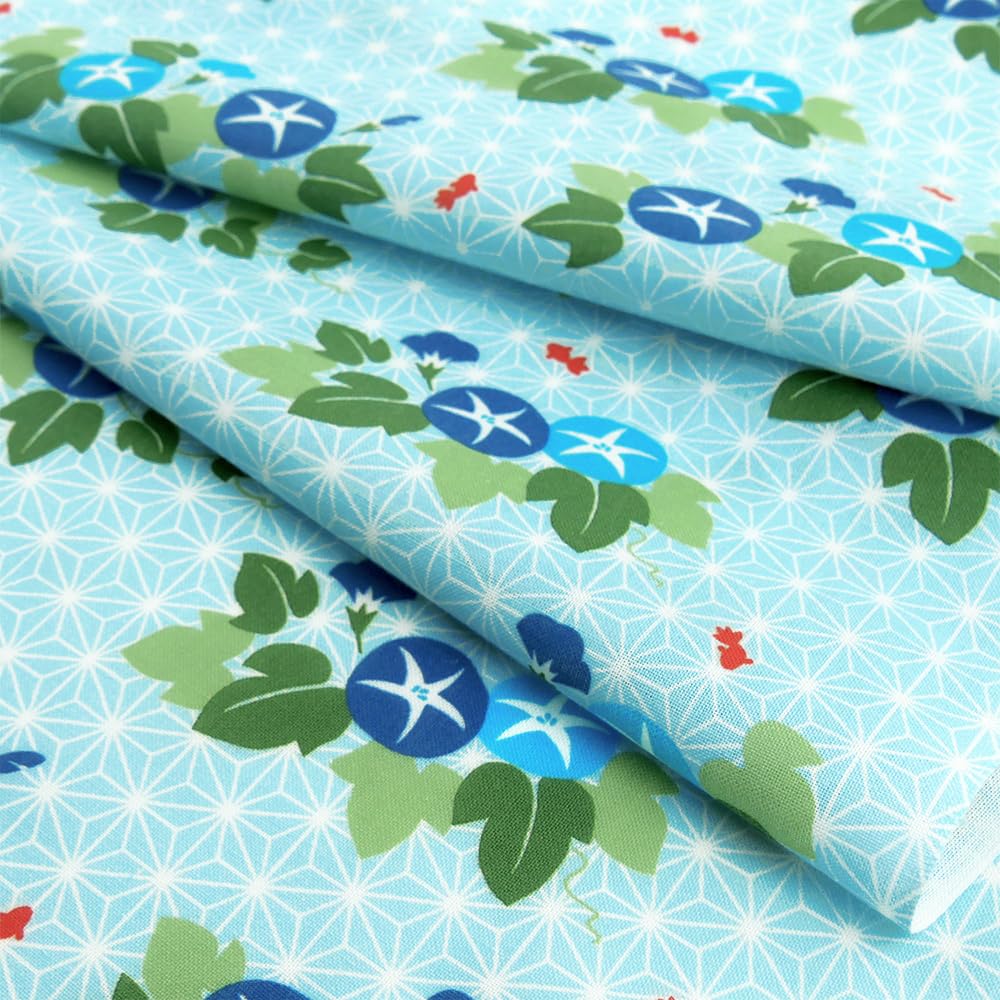 Hamamonyo Tenugui Hand Small Goldfish and Hemp Leaf Morning Glory (Japanese Towel) -