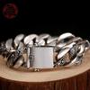 100% S925 Sterling Silver Trend Retro Fashion Cuban Charm Solid Bracelet Men's Cuff Trend Powerful Street Fashion Jewelry Gift