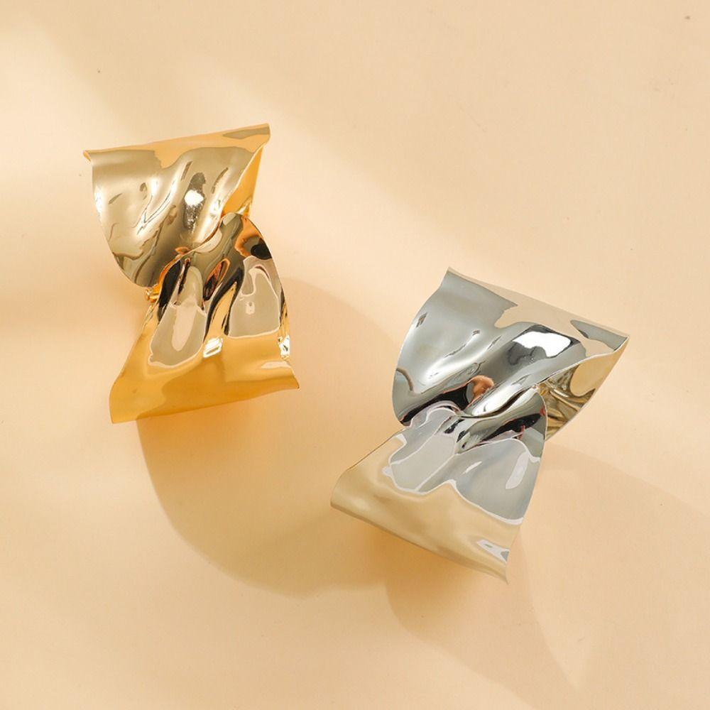 Metal Cuff Bangles Minority Design Exaggerated Bracelet Wide Irregular Open Bangle  Decoration