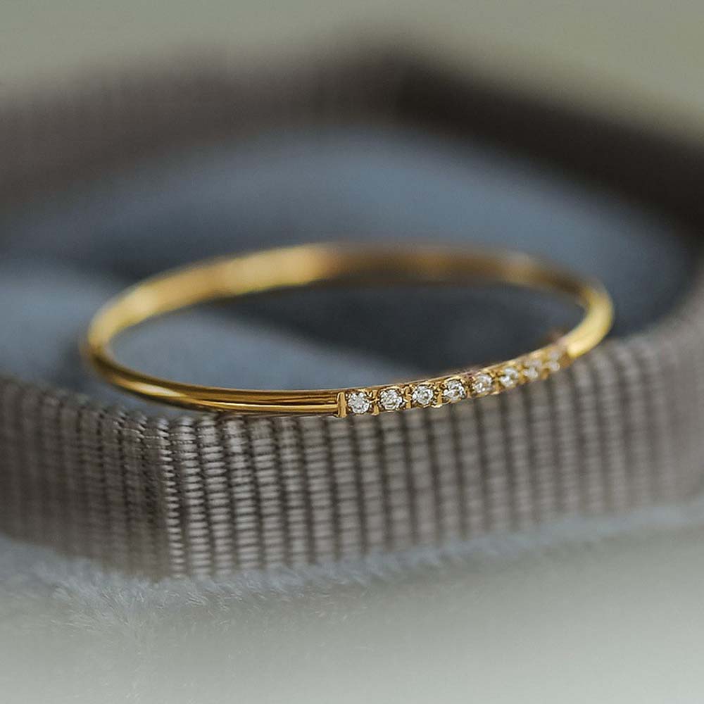Stal Tytanowa Ultra Cienki Pierścionek z Cyrkoniami dla Kobiet Koreański Styl Minimalistyczny Pierścionek na Palec U Stopy Elegancka Matowa Cyrkonia Biżuteria na Mały Palec