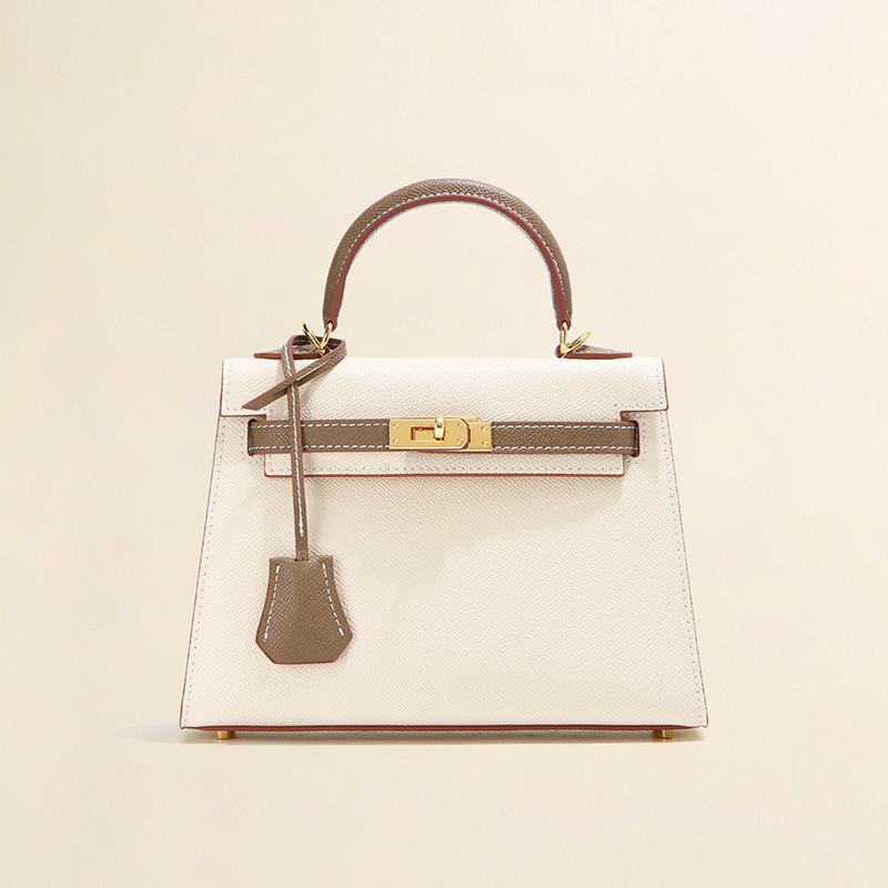 Color Matching Bag Women's Mini Cowhide Leather Bag New Palm Pattern Single Shoulder Crossbody Second Generation Commuting
